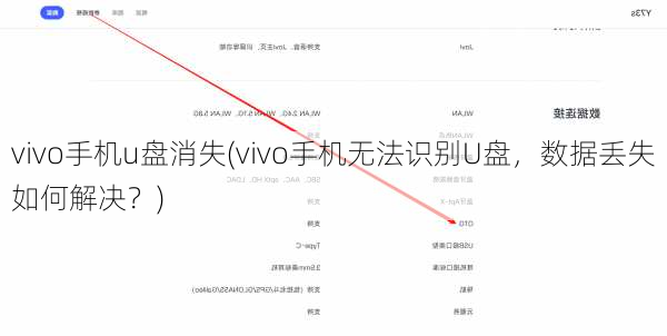 vivo手机u盘消失(vivo手机无法识别U盘，数据丢失如何解决？)