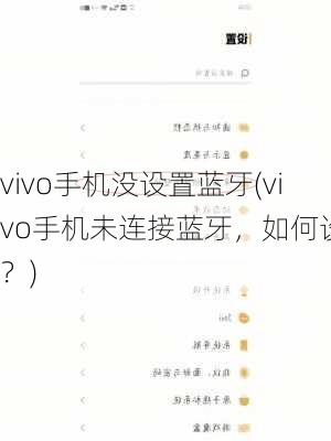 vivo手机没设置蓝牙(vivo手机未连接蓝牙，如何设置？)