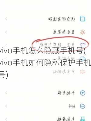 vivo手机怎么隐藏手机号(vivo手机如何隐私保护手机号)