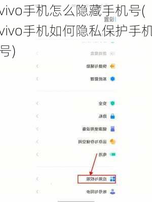 vivo手机怎么隐藏手机号(vivo手机如何隐私保护手机号)