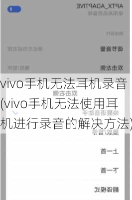 vivo手机无法耳机录音(vivo手机无法使用耳机进行录音的解决方法)