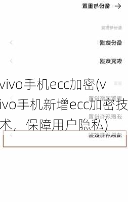 vivo手机ecc加密(vivo手机新增ecc加密技术，保障用户隐私)