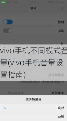 vivo手机不同模式音量(vivo手机音量设置指南)