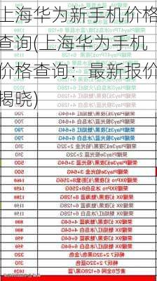 上海华为新手机价格查询(上海华为手机价格查询：最新报价揭晓)