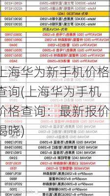 上海华为新手机价格查询(上海华为手机价格查询：最新报价揭晓)