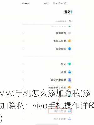 vivo手机怎么添加隐私(添加隐私：vivo手机操作详解)