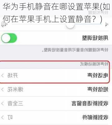 华为手机静音在哪设置苹果(如何在苹果手机上设置静音？)