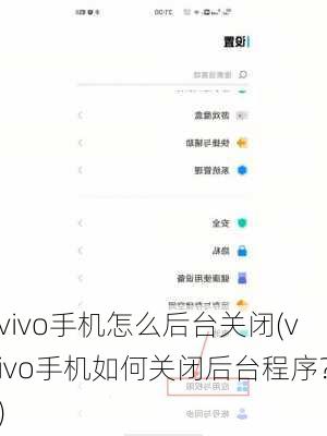 vivo手机怎么后台关闭(vivo手机如何关闭后台程序？)